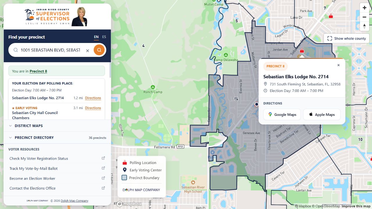 Preview of the Indian River County interactive election map