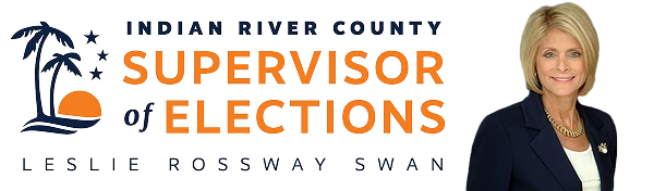 Indian River County Supervisor of Elections office logo and portrait of Leslie Rossway Swan